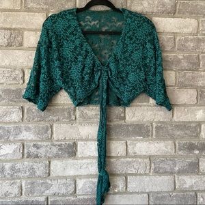 Green Sequence crochet top